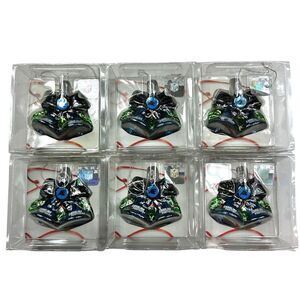 NFL Carolina Panthers Football Bell Glitter Christmas Holiday Ornaments Set of 6